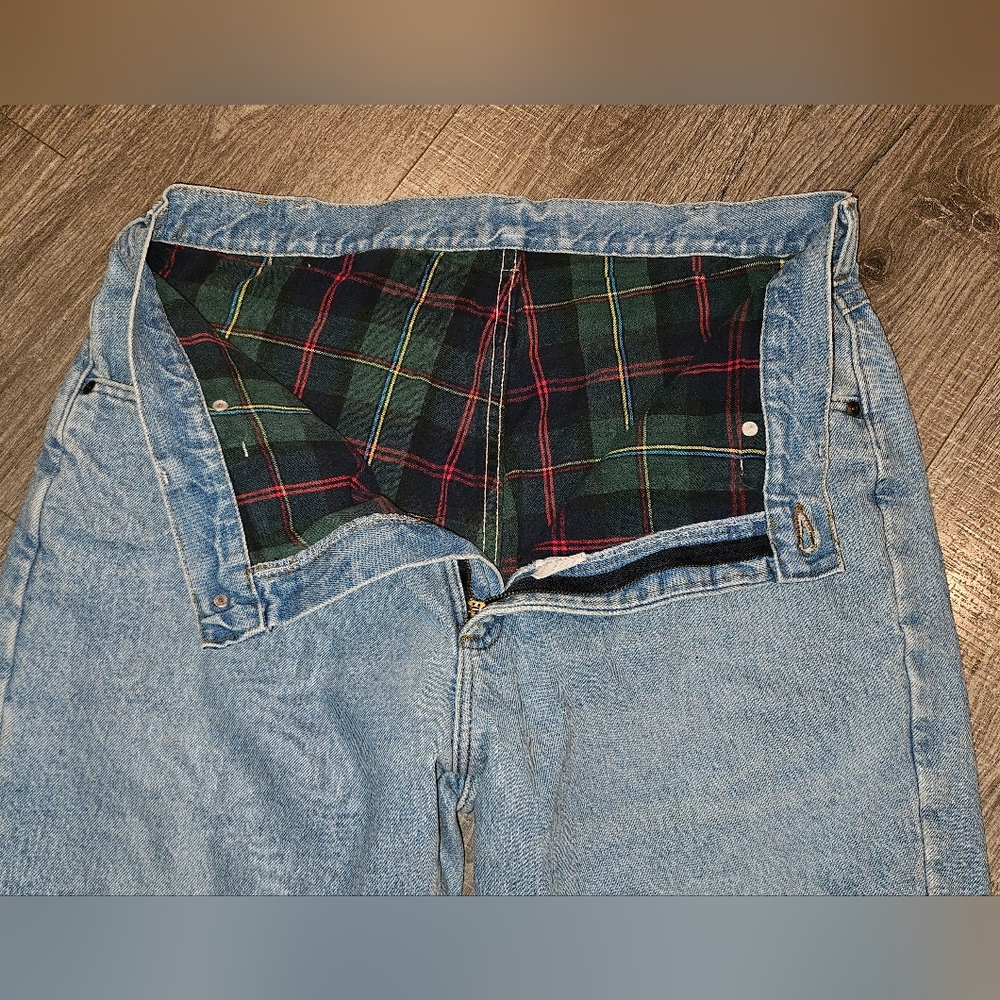 LL Bean Mens Flannel Lined Stonewashed Jeans Size 36x31